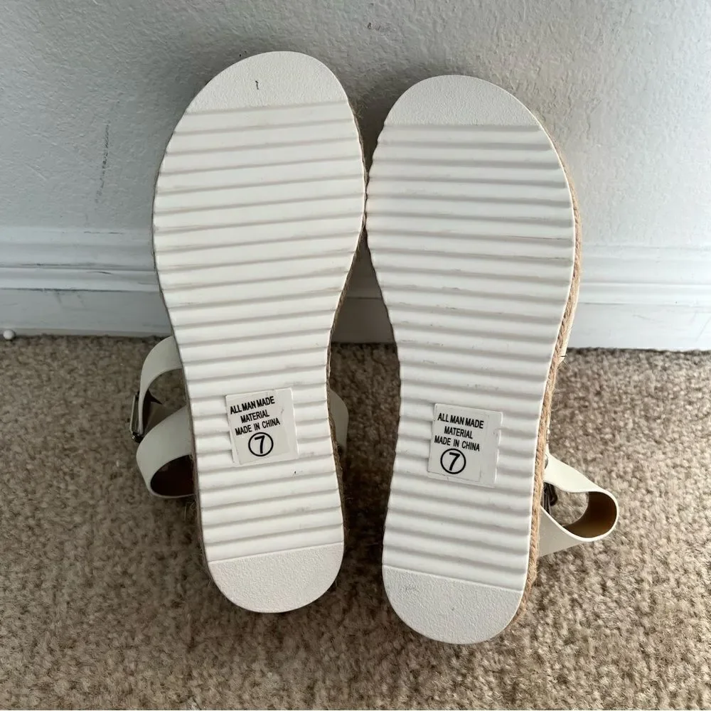 Soda White Espadrille Platform Sandals - Size 7